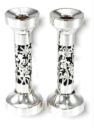 Sterling Silver Candlesticks - Sterling Silver Candlesticks - cut out flowers motif tube insert Red Standard Anodized Aluminum