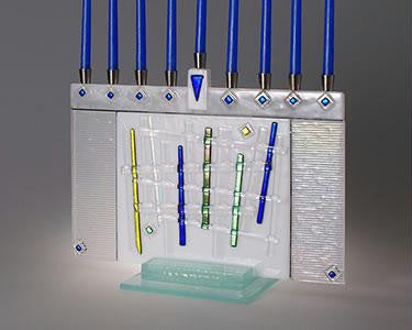 Handmade Glass Menorahs - Lattice Menorah