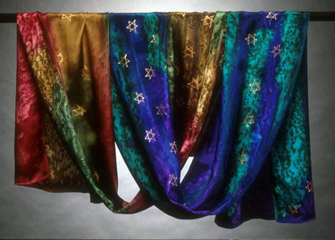 Women Silk Hand Painted Scarves - Judaic Scarves