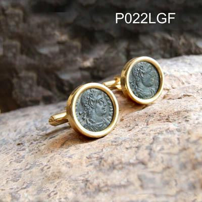 Men's Jewelry - Goldplated Roman Coin Cufflinks - Genuine Roman Coins