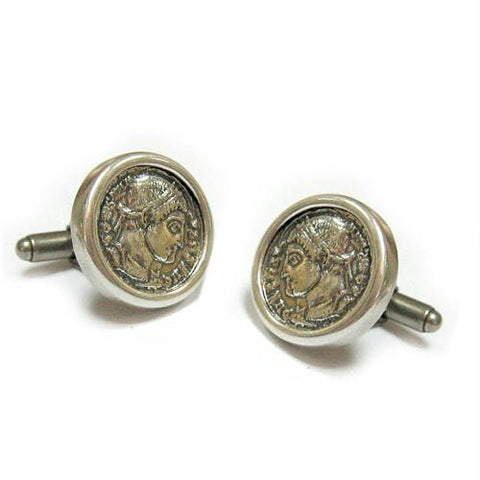 Men's Jewelry - Silver Roman Coin Cufflinks