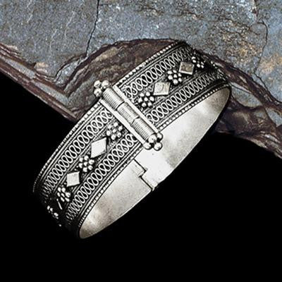 Ethnic Bracelets - Handmade 925 silver ethnic filigree bangle bracelet