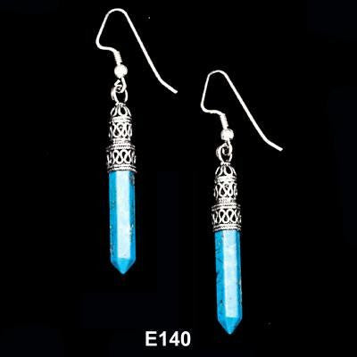 Ethnic Earrings - Ethnic Elongated Semi-Precious Earrings Turquoise (as shown)