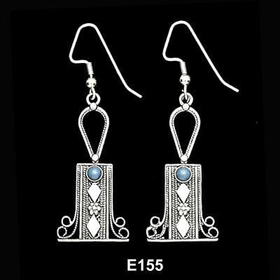 Ethnic Earrings - Ethnic Filigree Earrings with Stones I Onyx (black)