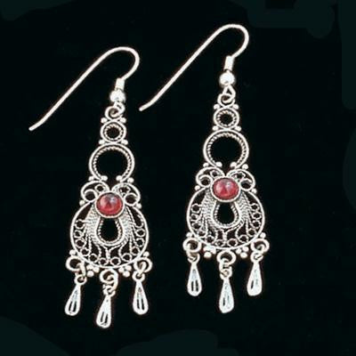 Ethnic Earrings - Ethnic Dangling Filigree Earrings Amethyst (purple)