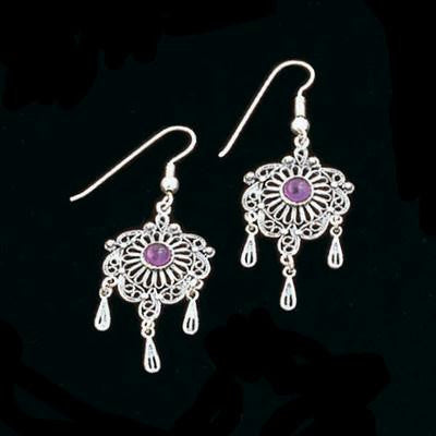 Ethnic Earrings - Round and Floral Ethnic Earrings Amethyst (as shown)