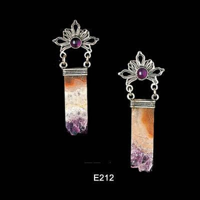 Ethnic Earrings - Amethyst Earrings with Floral Design