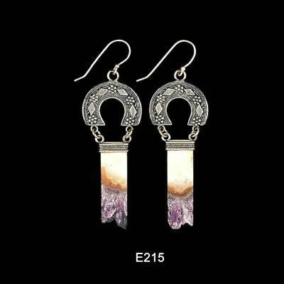 Ethnic Earrings - Amethyst and Crescent Shaped Earrings