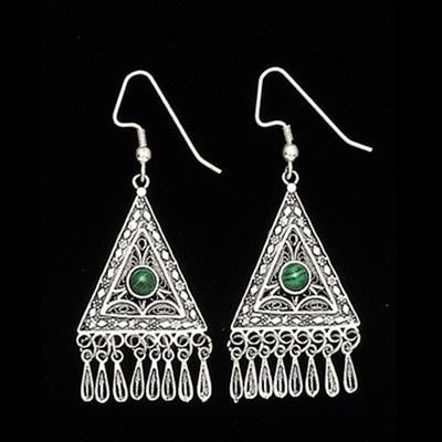 Ethnic Earrings - Ethnic Chandelier Earrings Malachite (as shown)