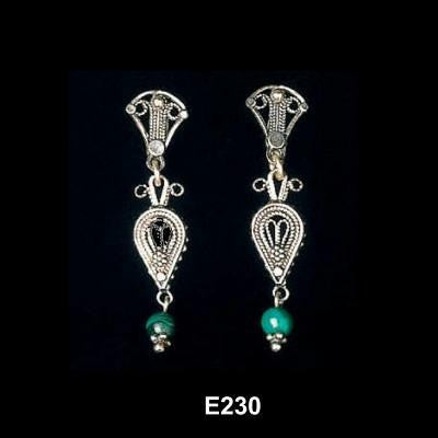 Ethnic Earrings - Triangle and Pear Shaped Ethnic Filigree Earrings Turquoise (as shown)