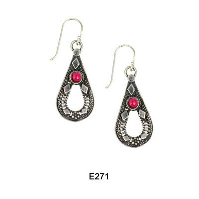 Ethnic Earrings - Pear Shaped Ethnic Earrings Garnet (as shown)