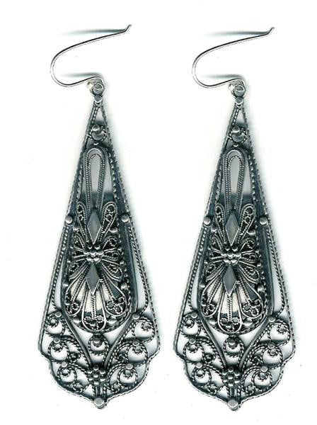 Ethnic Earrings - Ethnic Filigree Long Arabesque Earrings