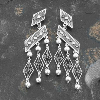 Ethnic Earrings - Ethnic Trazpezoid Shaped Dangling Earrings