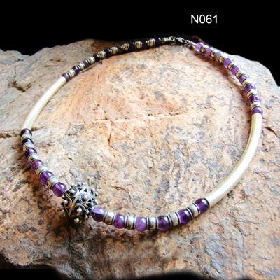 Handmade Ethnic Necklaces - Filigree Beaded Amethyst Necklace