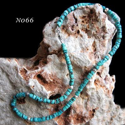 Handmade Ethnic Necklaces - Turquoise and Silver Beaded Necklace