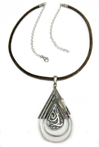 Handmade Ethnic Necklaces - Filigree Leather Initial Necklace V