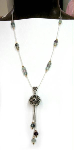 Handmade Ethnic Necklaces - Filigree Ethnic Silver Necklace Amethyst (as shown)