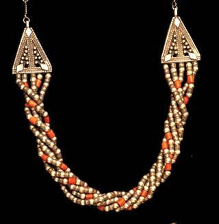 Handmade Ethnic Necklaces - Beaded Necklace with Twisted Design