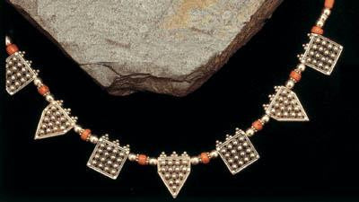 Handmade Ethnic Necklaces - Ethnic Middle Eastern Necklace Carnelian (deep orange)