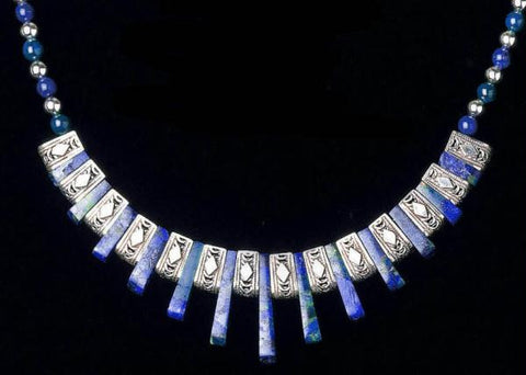 Handmade Ethnic Necklaces - Blue and Silver Necklace