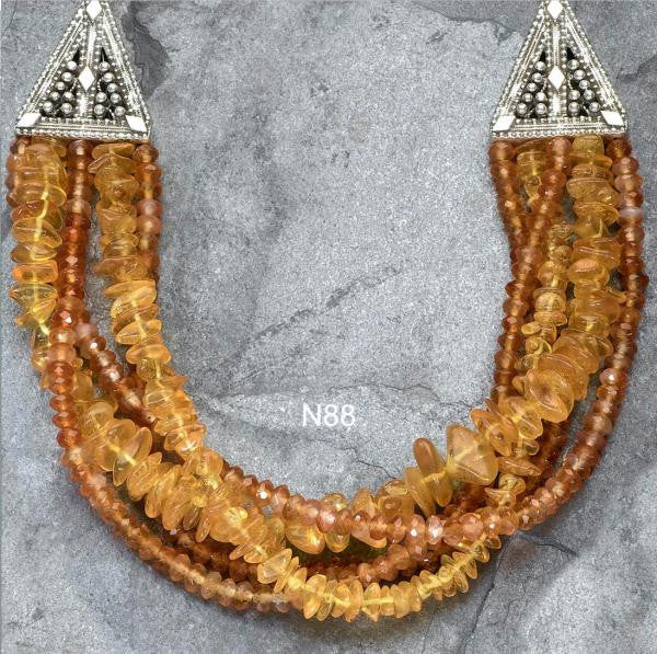 Handmade Ethnic Necklaces - Beaded Chocker Necklace with Silver Amber (as shown)