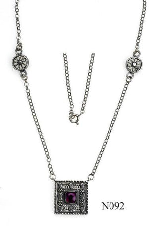 Handmade Ethnic Necklaces - Ethnic Style Necklace with Filigree Design Amethyst (as shown)