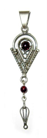 Ethnic Pendants and Pins - Arrowhead Ethnic Pendant with Bead Drop Carnelian (deep orange)