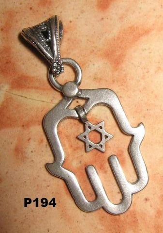 Hamsa &amp; Jewish Blessings - Sterling Silver Hamsa Pendant