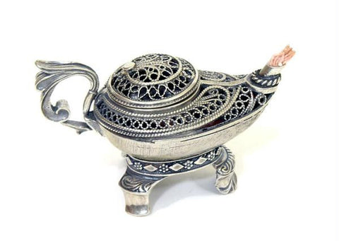For The Jewish Home - Sterling Silver Oil Lamp