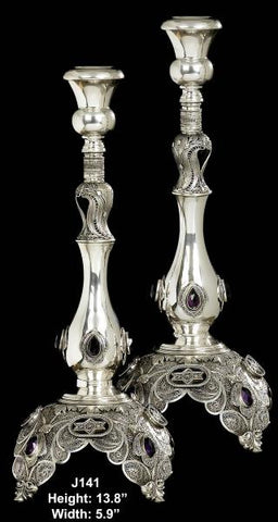 Sterling Silver Candlesticks - Sterling Silver Candlesticks Amethyst