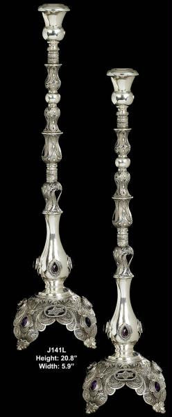 Sterling Silver Candlesticks - Sterling Silver Candlesticks Amethyst