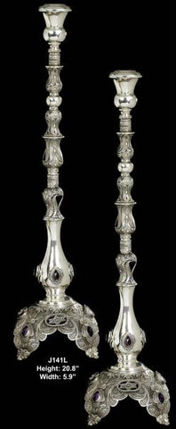 Sterling Silver Candlesticks - Sterling Silver Candlesticks Garnet