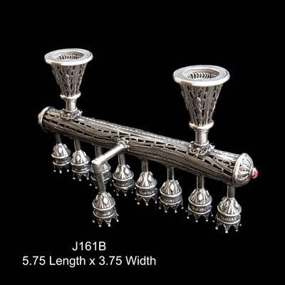 Sterling Silver Candlesticks - Chanukkah Menorah &amp; Shabbat Candlesticks Garnet