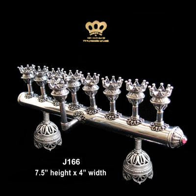 Sterling Silver Candlesticks - Chanukkah Menorah &amp; Shabbat Candlesticks Garnet