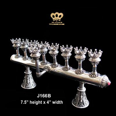 Sterling Silver Candlesticks - Chanukkah Menorah &amp; Shabbat Candlesticks Coral