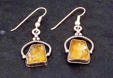 Handmade Roman Glass Earrings - Rectangular Roman Glass Earrings