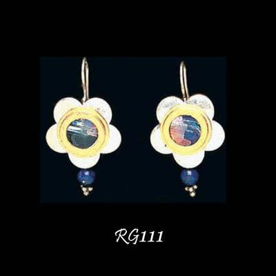 Handmade Roman Glass Earrings - Floral Roman Glass Earrings