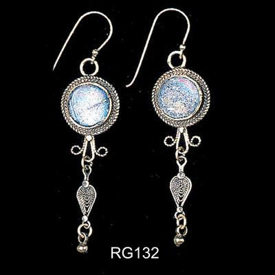 Handmade Roman Glass Earrings - Single Tassel Roman Glass Earrings II