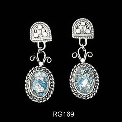 Handmade Roman Glass Earrings - Antique Oval Roman Glass Earrings