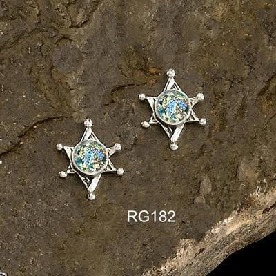 Handmade Roman Glass Earrings - Small Star of David Roman Glass Earrings