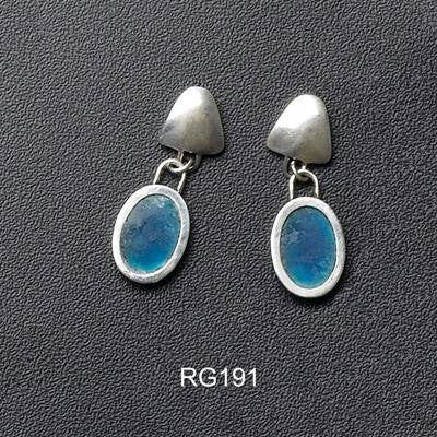 Handmade Roman Glass Earrings - Trendy Oval Roman Glass Earrings