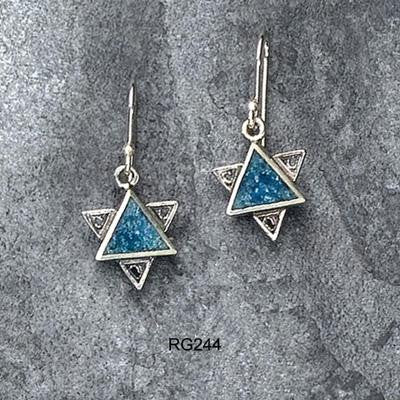 Handmade Roman Glass Earrings - Star of David Roman Glass Earrings