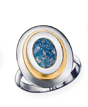 Handmade Roman Glass Rings - Sterling Silver Roman Glass Ring