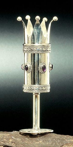 Sterling Silver Havdalah Sets - Sterling Silver Spice Box Garnet