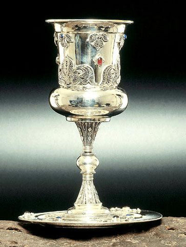 Sterling Silver Kiddush Cups - Sterling Silver Kiddush Cup Garnet