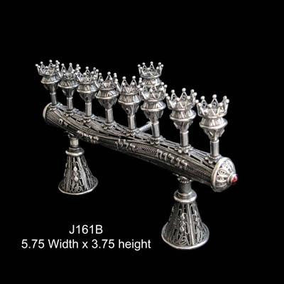 Sterling Silver Menorahs - Sterling Silver Filigree Hanukkah Menorah - Shabbat Candlesticks