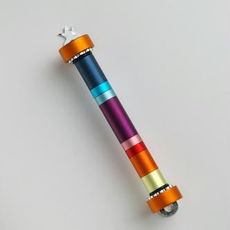 Metal Mezuzahs - Handmade Rainbow Israeli Mezuzah