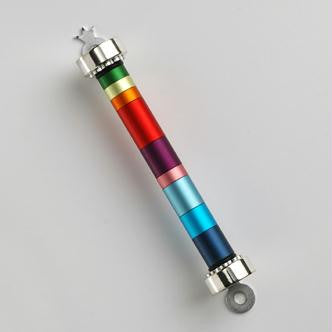 Metal Mezuzahs - Handmade Rainbow Israeli Mezuzah