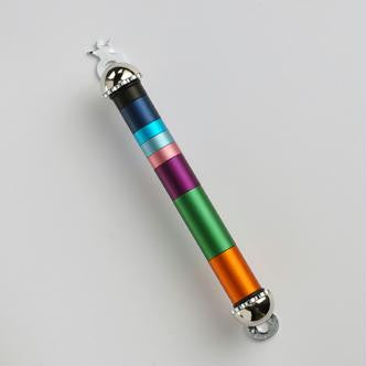 Metal Mezuzahs - Handmade Rainbow Israeli Mezuzah