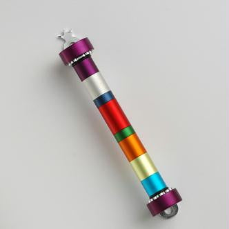 Metal Mezuzahs - Handmade Rainbow Mezuzah